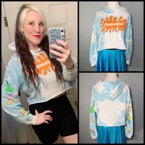 NICKELODEON, tie dyed, cropped hoodie!!
